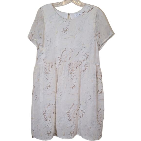 Gilli Women's Watercolor Pattern Short Sleeve Dress Cream Size Small - Picture 1 of 9